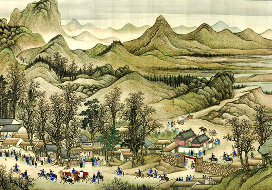 Classical Chinese Landscape with Riders